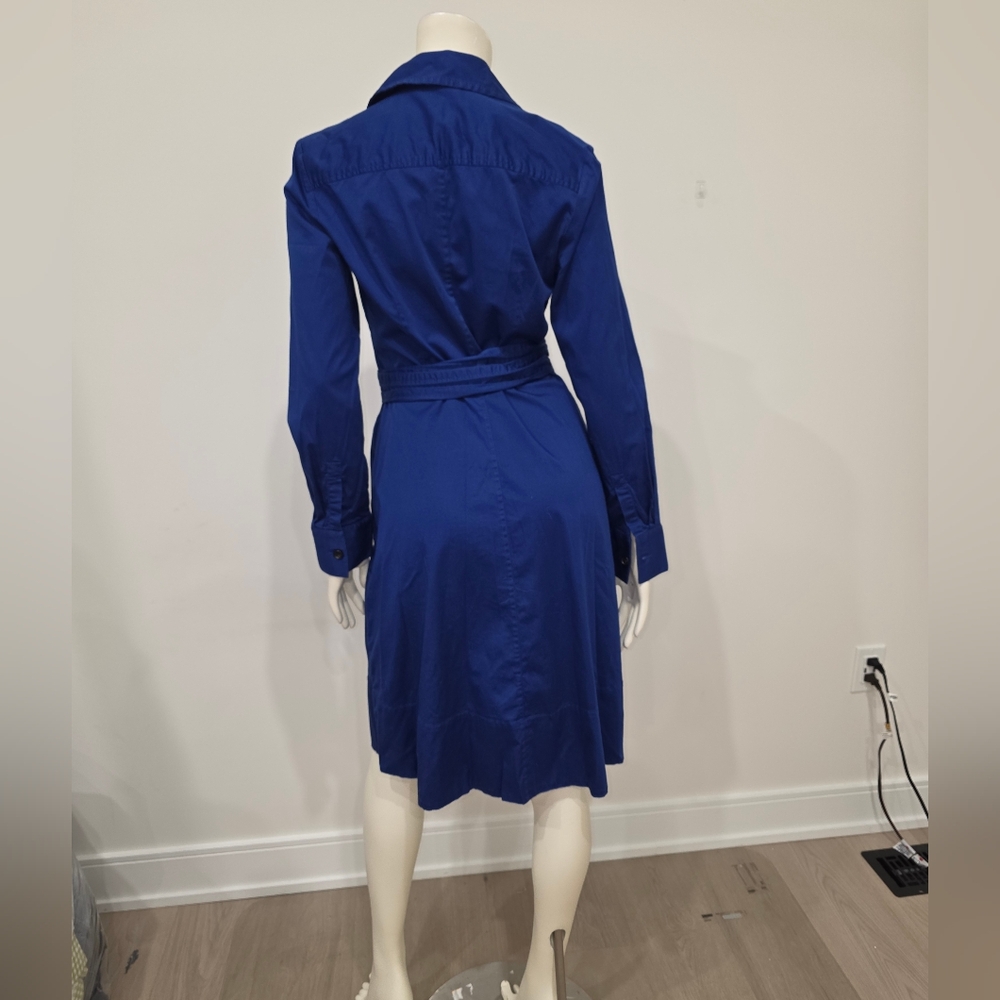 Talbots royal blue wrap poplin Midi dress with Pockets - Picture 7 of 10